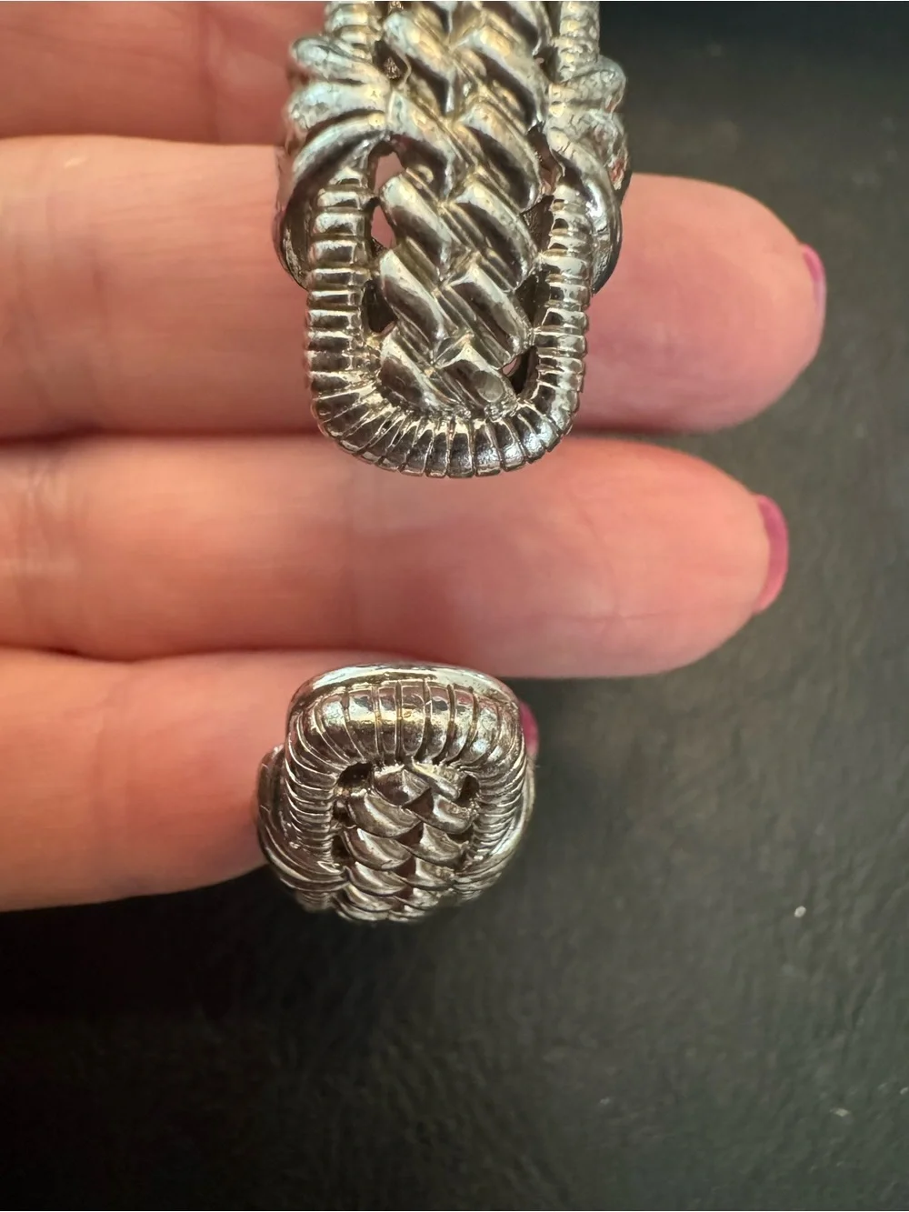 Judith Ripka Silver Braided Open Hinged Cuff with Amethyst stones